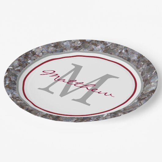 Gepersonaliseerd en gemonogd papieren bordje (Gekanteld)