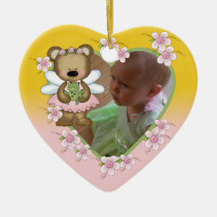 Gepersonaliseerd engel Beer Fotoversiering Keramisch Ornament