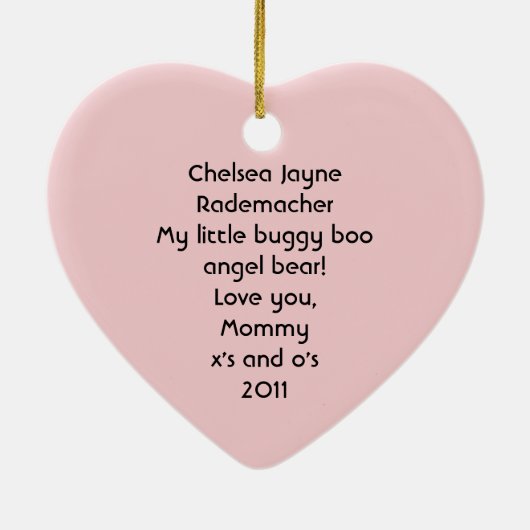 Gepersonaliseerd engel Beer Fotoversiering Keramisch Ornament (Achterkant)