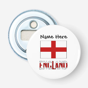 Gepersonaliseerd Engeland en Engelse vlag Button Flesopener