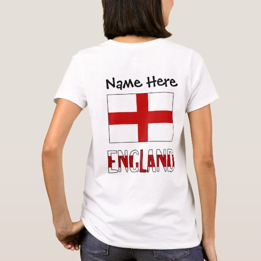 Gepersonaliseerd Engeland en Engelse vlag  T-shirt (Achterkant)