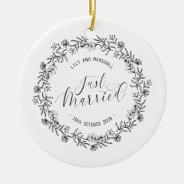 Gepersonaliseerd enkel gehuwd Floral Keramisch Orn Keramisch Ornament