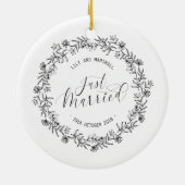 Gepersonaliseerd enkel gehuwd Floral Keramisch Orn Ornament (Achterkant)