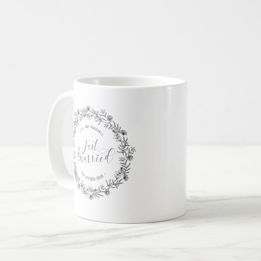 Gepersonaliseerd enkel getrouwd Floral | Mok (Voorkant links)