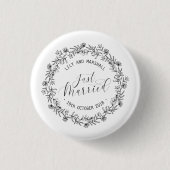 Gepersonaliseerd enkel getrouwd Floral | Pin-Butto Ronde Button 3,2 Cm (Voorkant)