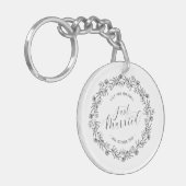 Gepersonaliseerd enkel getrouwd Floral | SLEUTELHA Sleutelhanger (Voorkant Links)