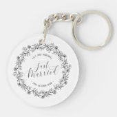 Gepersonaliseerd enkel getrouwd Floral | SLEUTELHA Sleutelhanger (Achterkant)