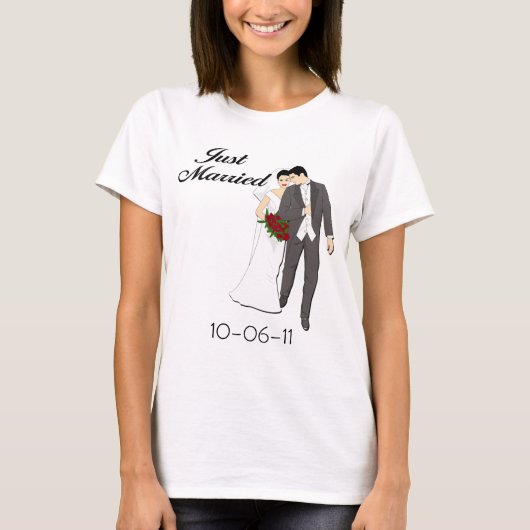 Gepersonaliseerd enkel getrouwd T-shirt (Voorkant)