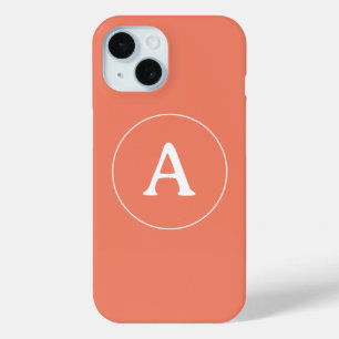 Gepersonaliseerd enkelvoudig monogram Sinaasappel iPhone 15 Case