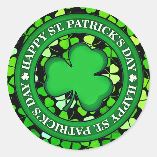Gepersonaliseerd esthetische HAPPY St. Patrick's D Ronde Sticker (Voorkant)