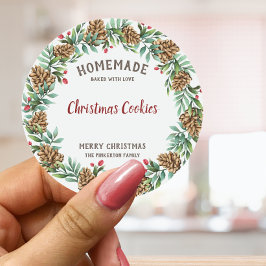 Gepersonaliseerd eten Vrolijk Kerstfeest Feestelij Ronde Sticker