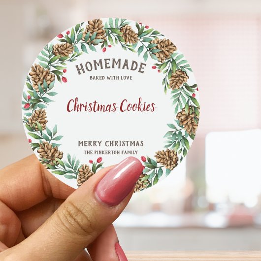 Gepersonaliseerd eten Vrolijk Kerstfeest Feestelij Ronde Sticker