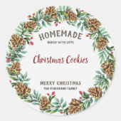 Gepersonaliseerd eten Vrolijk Kerstfeest Feestelij Ronde Sticker (Voorkant)