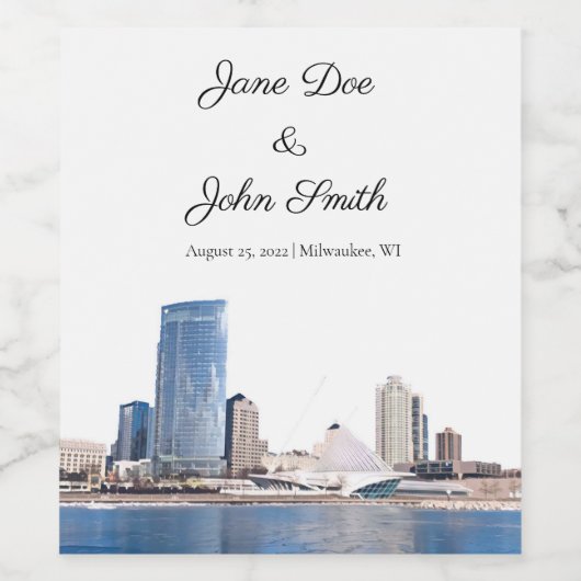 Gepersonaliseerd etiket van Milwaukee Skyline Wine (Enkel label)