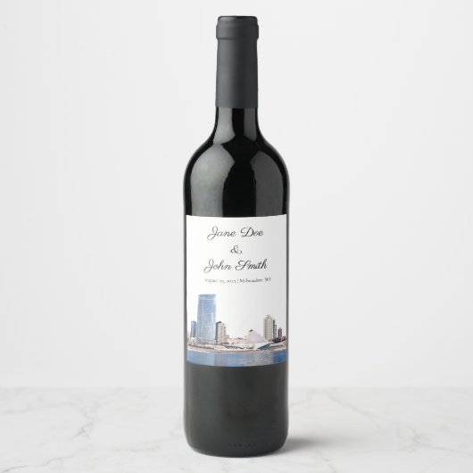 Gepersonaliseerd etiket van Milwaukee Skyline Wine (Voorkant)