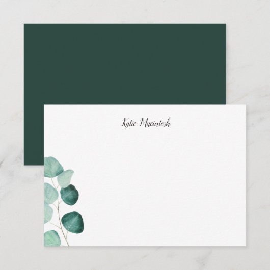 Gepersonaliseerd eucalyptus briefpapier bedankkaart (Voorkant / Achterkant)