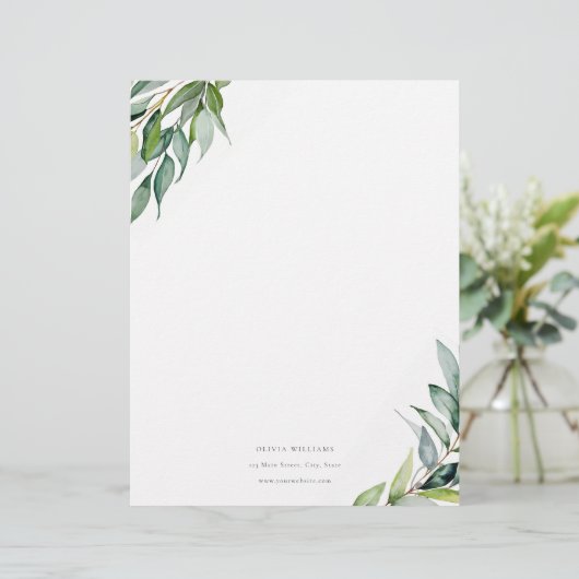Gepersonaliseerd Eucalyptus groen briefpapier (Staand voorkant)