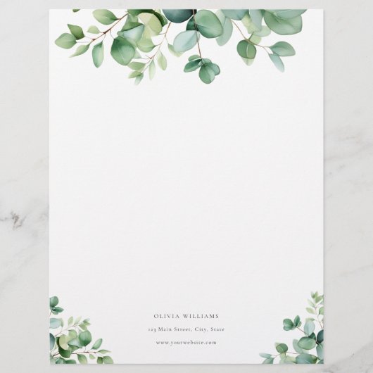 Gepersonaliseerd Eucalyptus groen briefpapier (Voorkant)