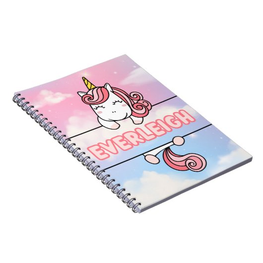 Gepersonaliseerd Everleigh Unicorn Girlie Notitieb Notitieboek (Rechterzijde)