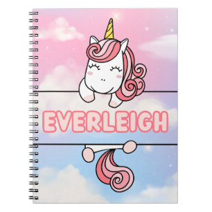 Gepersonaliseerd Everleigh Unicorn Girlie Notitieb Notitieboek