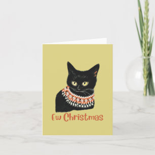 Gepersonaliseerd Ew Kerstfeest Funny Black Cat ant Feestdagen Kaart