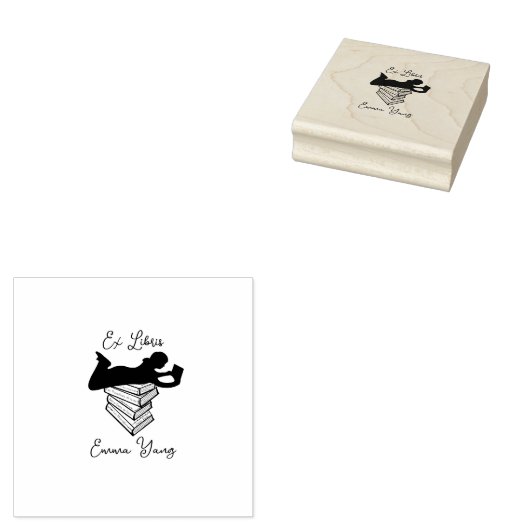 Gepersonaliseerd Ex Libris boek meisje Wood Art St Rubberstempel (Gestempeld)