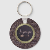 Gepersonaliseerd exotische stijlvolle luipaard sleutelhanger (Voorkant)