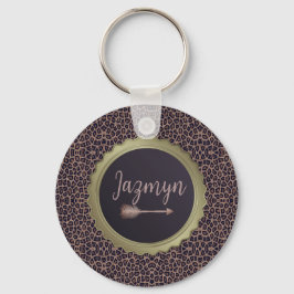 Gepersonaliseerd exotische stijlvolle luipaard sleutelhanger
