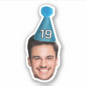 Gepersonaliseerd Faces Photo Party pet Verjaardag Sticker (Voorkant)