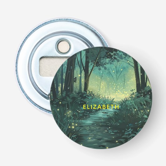 Gepersonaliseerd Fairy Light Forest Button Flesopener (Voorkant)