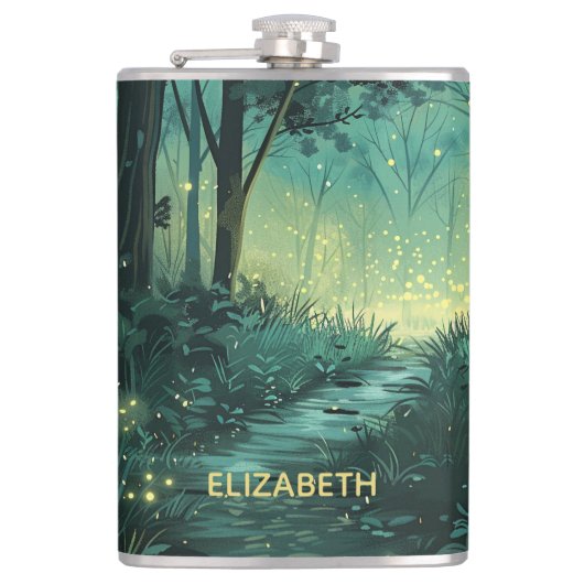Gepersonaliseerd Fairy Light Forest Heupfles (Voorkant)