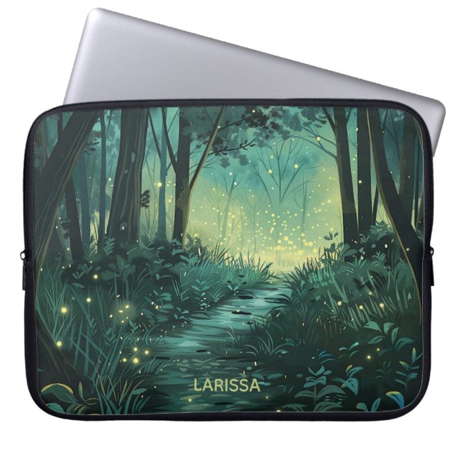 Gepersonaliseerd Fairy Light Forest Laptop Sleeve (Voorkant)