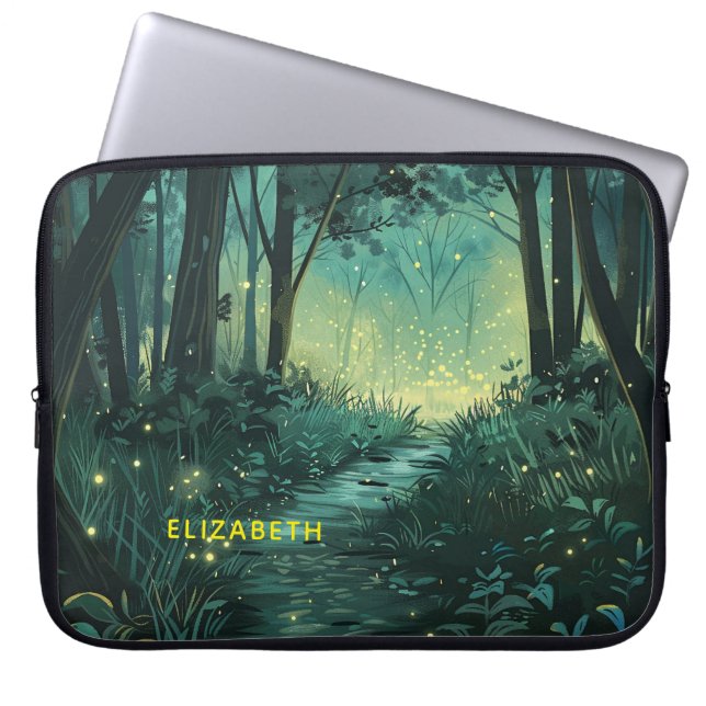 Gepersonaliseerd Fairy Light Forest Laptop Sleeve (Voorkant)