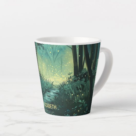 Gepersonaliseerd Fairy Light Forest Latte Mok (Rechterhoek)