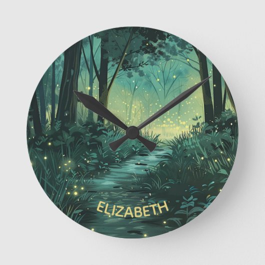 Gepersonaliseerd Fairy Light Forest Ronde Klok (Voorkant)