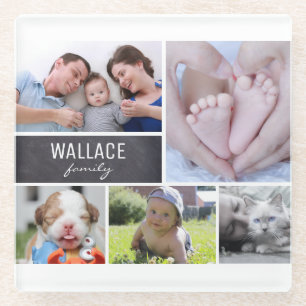Gepersonaliseerd, Familie, Collage van foto's Glazen Onderzetter