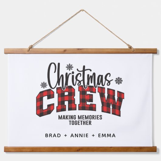 Gepersonaliseerd familie kerst crew Plaid Hangend Wandkleed (Voorkant)