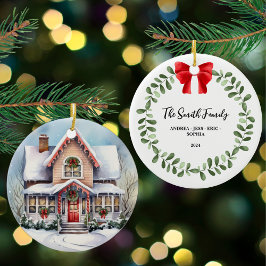 Gepersonaliseerd Familie Kerst Ornament, 2-zijdig Keramisch Ornament