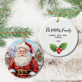 Gepersonaliseerd Familie Kerst Ornament, 2-zijdig Keramisch Ornament