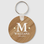 Gepersonaliseerd familie Monogram Rustiek Hout Sleutelhanger (Voorkant)