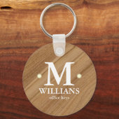Gepersonaliseerd familie Monogram Rustiek Hout Sleutelhanger (Voorkant)