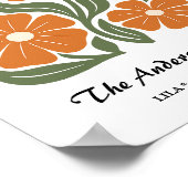 Gepersonaliseerd Familie Poster – Retro Bloemen Pr (Hoek)