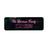 Gepersonaliseerd familie roze tropisch retouradres etiket (Voorkant)