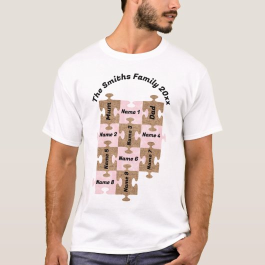 Gepersonaliseerd familie T-shirt - 11 puzzelstukje (Voorkant)