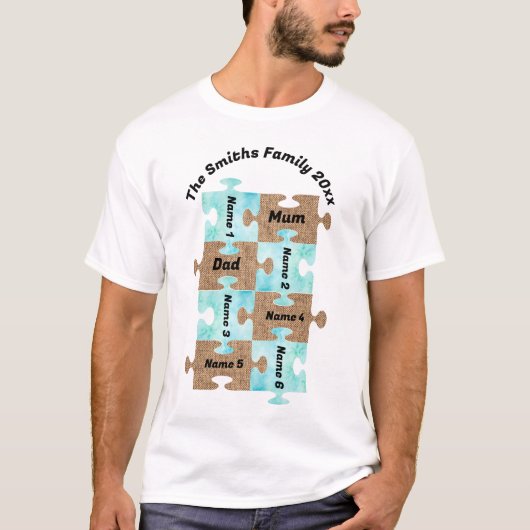 Gepersonaliseerd familie T-shirt - 8 puzzelstukjes (Voorkant)