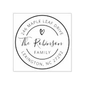 Gepersonaliseerd familieadres Rond Little Heart Rubberstempel (Afrduk)