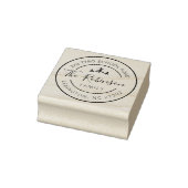 Gepersonaliseerd familieadres Round Pine Tree Rubberstempel (Stempel)