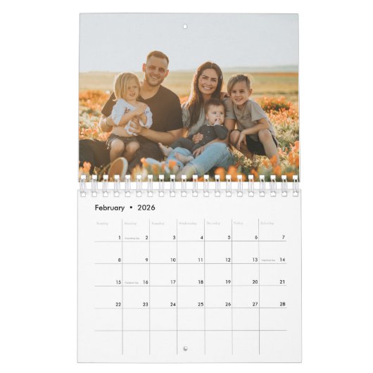 Gepersonaliseerd familiefoto cadeau kalender (Feb 2026)