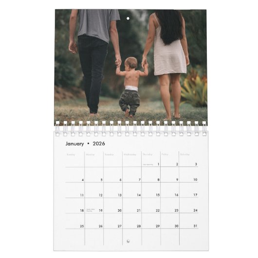 Gepersonaliseerd familiefoto cadeau kalender (Jan 2026)
