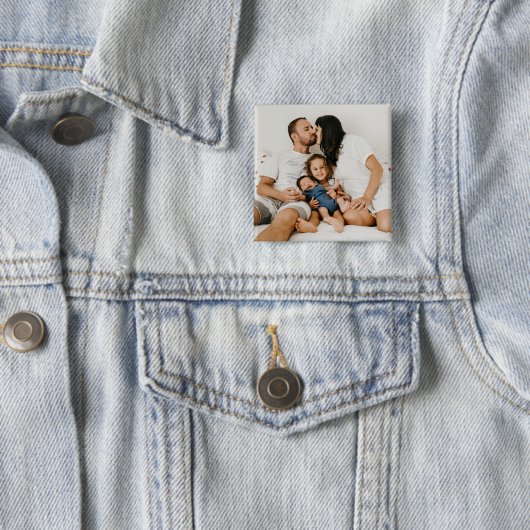 Gepersonaliseerd familiefoto op maat vierkante button 5,1 cm (In situ)